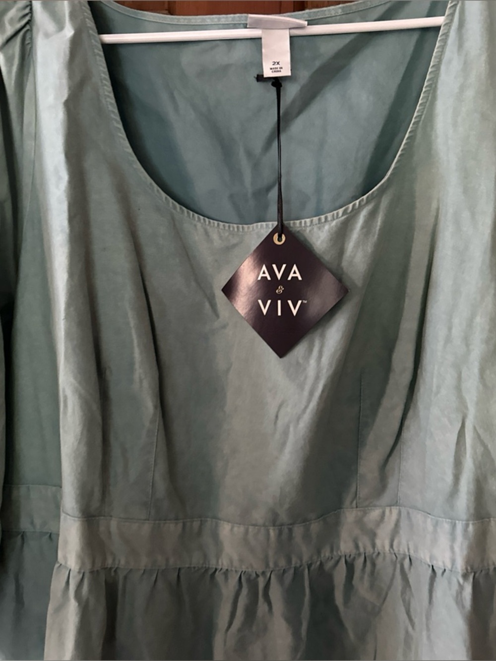 Ava & Viv Women's Plus Size Balloon 3/4 Sleeve A-Line Dress Seafoam Size 2X - Picture 2 of 4